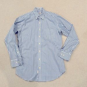 Peter Millar button down dress shirt men’s medium nanoluxe blue white checkered